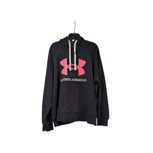 Under Armour Plus Size Black Hot Pink Iridescent Logo Athleisure Hoodie Sz 2X